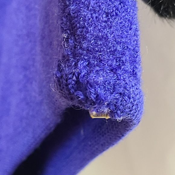 NWT Lisa Int. Women (L) Blue Boiled Wool Vest w/Faux Fur Collar-HAS ISSUES - Picture 2 of 16